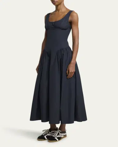 Proenza Schouler White Label Kendall Sleeveless Technical Cotton Midi Dress | Thumbnail 4 Proenza Schouler White Label Kendall Sleeveless Technical Cotton Midi Dress | Thumbnail 4
