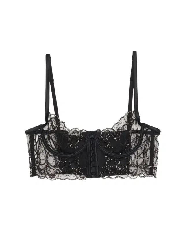 Paradis Bead-Embroidered Sheer Bustier