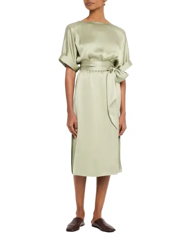 Caren Belted Silk Midi Dress
