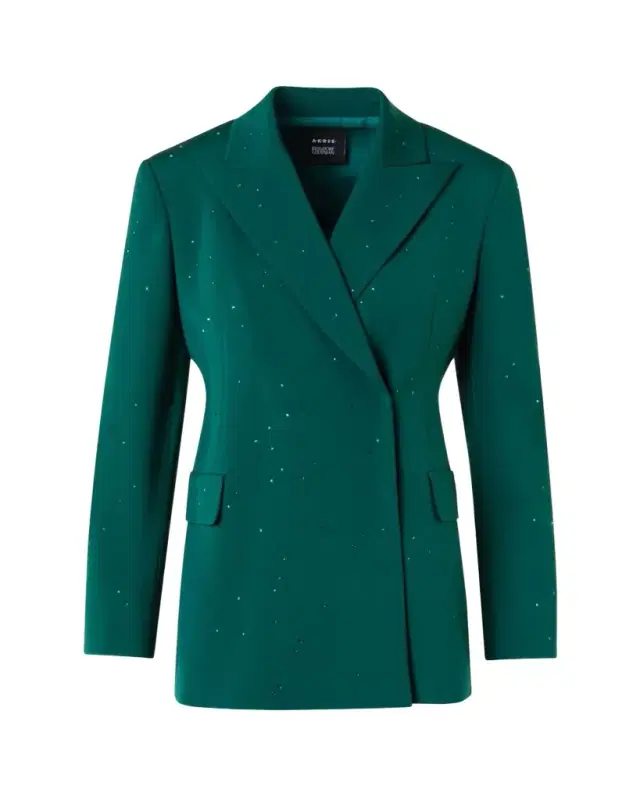 Akris Nadine Swarovski Stars Double-Breasted Silk Crepe Jacket