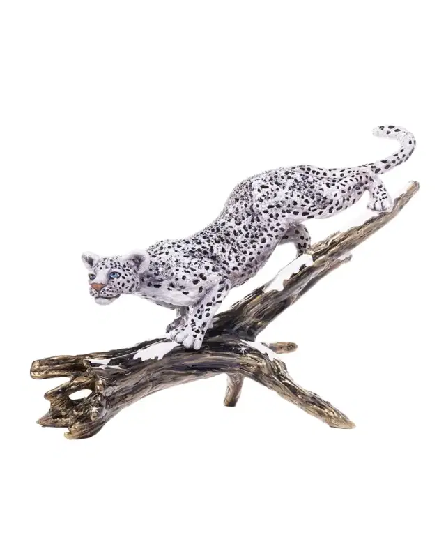 Jay Strongwater Snow Leopard Descending Branch Tabletop Object