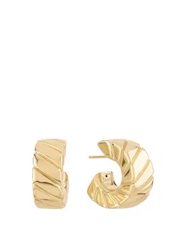 Lana 14K Gold Wide Grooved Huggie Earrings | Thumbnail 1