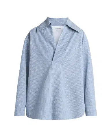Bottega Veneta Stripe Irregular Cotton Linen Shirt | Thumbnail 1 Bottega Veneta Stripe Irregular Cotton Linen Shirt | Thumbnail 1