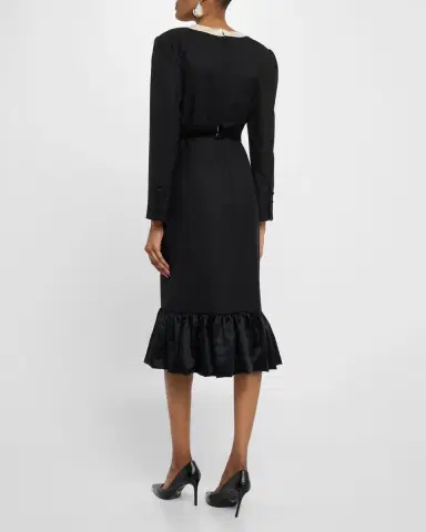 Valentino Garavani Bow Tuxedo Ruffle Midi Dress | Thumbnail 2