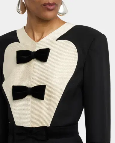 Valentino Garavani Bow Tuxedo Ruffle Midi Dress | Thumbnail 4