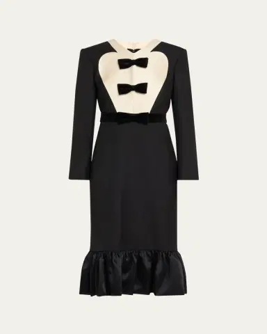 Valentino Garavani Bow Tuxedo Ruffle Midi Dress | Thumbnail 5