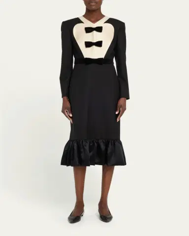 Valentino Garavani Bow Tuxedo Ruffle Midi Dress | Thumbnail 6
