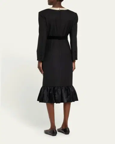 Valentino Garavani Bow Tuxedo Ruffle Midi Dress | Thumbnail 7