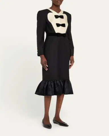 Valentino Garavani Bow Tuxedo Ruffle Midi Dress | Thumbnail 8