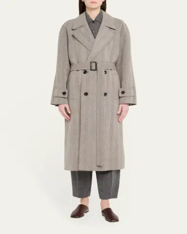 Loro Piana Foster Double-Breast Belted Wool Cashmere Coat | Thumbnail 2