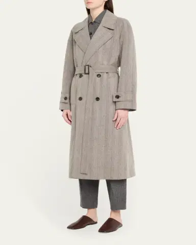 Loro Piana Foster Double-Breast Belted Wool Cashmere Coat | Thumbnail 4