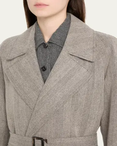 Loro Piana Foster Double-Breast Belted Wool Cashmere Coat | Thumbnail 5
