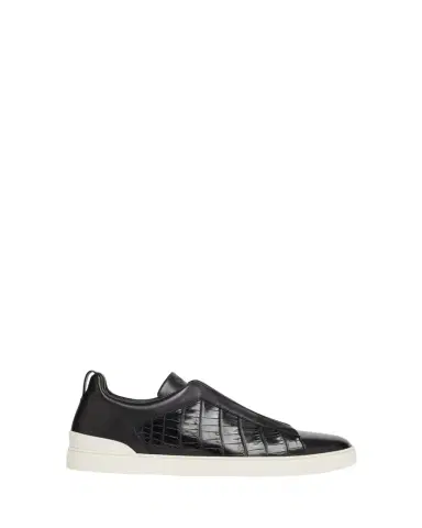 ZEGNA Men's Triple Stitch Alligator Leather Slip-On Sneakers | Thumbnail 1