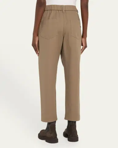 Brunello Cucinelli Cotton Twill Straight-Leg Ankle Pull-On Pants | Thumbnail 3