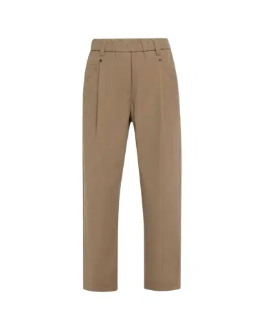 Brunello Cucinelli Cotton Twill Straight-Leg Ankle Pull-On Pants | Thumbnail 1