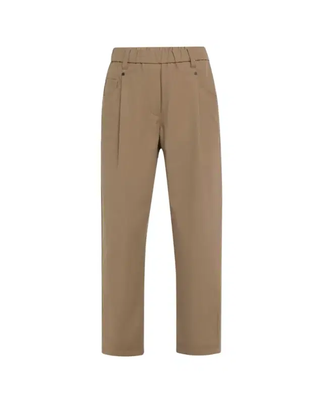 Brunello Cucinelli Cotton Twill Straight-Leg Ankle Pull-On Pants