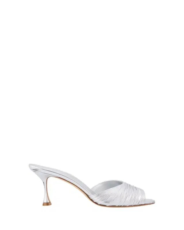 Pirua Ruched Metallic Mule Sandals