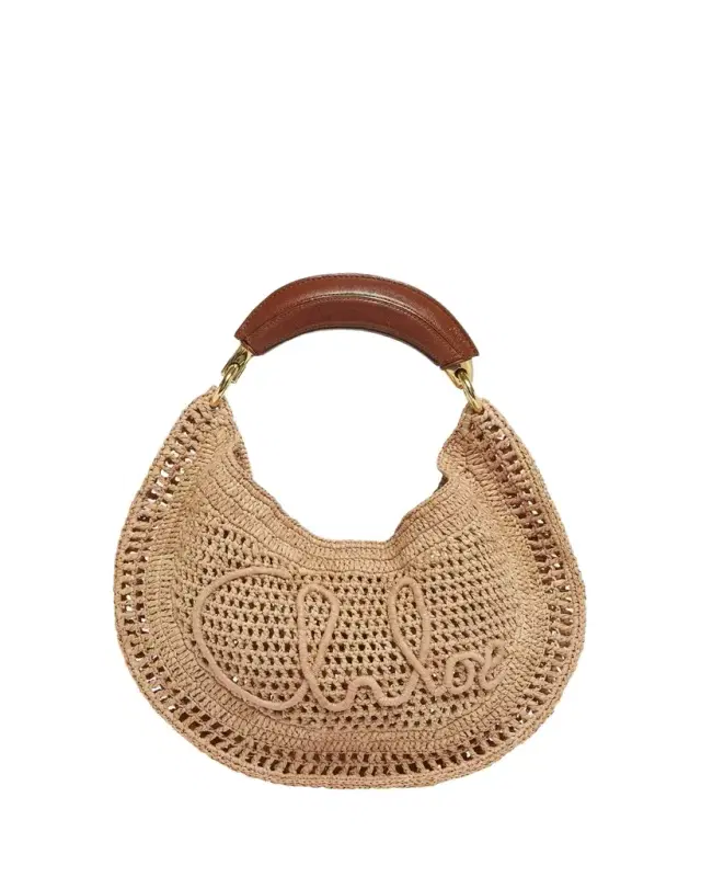 Summer Banana Top-Handle Bag in Crochet Fabric