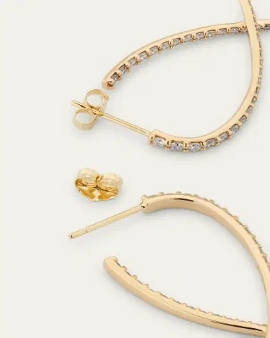 Lana 14K Gold Small Flawless Front/Back Upside Down Diamond Hoop Earrings | Thumbnail 4