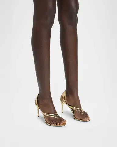 ALAIA Tong Metallic Leather Sandals | Thumbnail 2 ALAIA Tong Metallic Leather Sandals | Thumbnail 2