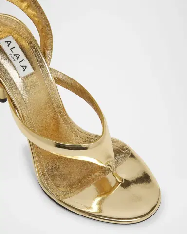 ALAIA Tong Metallic Leather Sandals | Thumbnail 5 ALAIA Tong Metallic Leather Sandals | Thumbnail 5