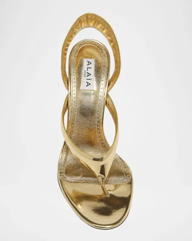 ALAIA Tong Metallic Leather Sandals | Thumbnail 6 ALAIA Tong Metallic Leather Sandals | Thumbnail 6