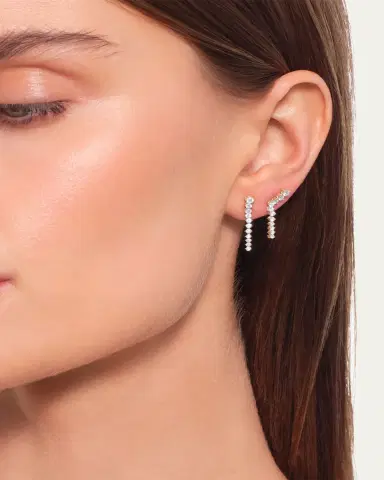 Lana 14K Gold Flawless Tennis Linear Diamond Ear Crawlers | Thumbnail 2 Lana 14K Gold Flawless Tennis Linear Diamond Ear Crawlers | Thumbnail 2