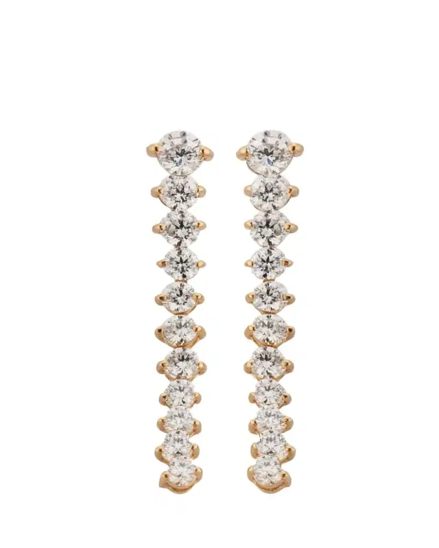 Lana 14K Gold Flawless Tennis Linear Diamond Ear Crawlers