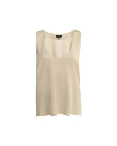 Giorgio Armani Chain-Necklace Scoop-Neck Shiny Viscose Jersey Tank Top | Thumbnail 1