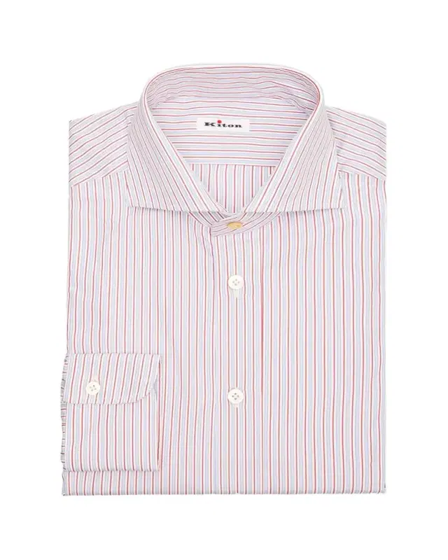 Kiton Men's Cotton Multi-Stripe Sport Shirt