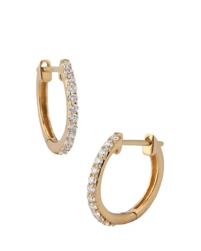 14K Yellow Gold Mini Flawless Diamond Huggie Earrings