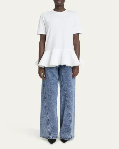 ALAÏA Twisted-Hem Wide-Leg Acid Denim Jeans | Thumbnail 5 ALAÏA Twisted-Hem Wide-Leg Acid Denim Jeans | Thumbnail 5