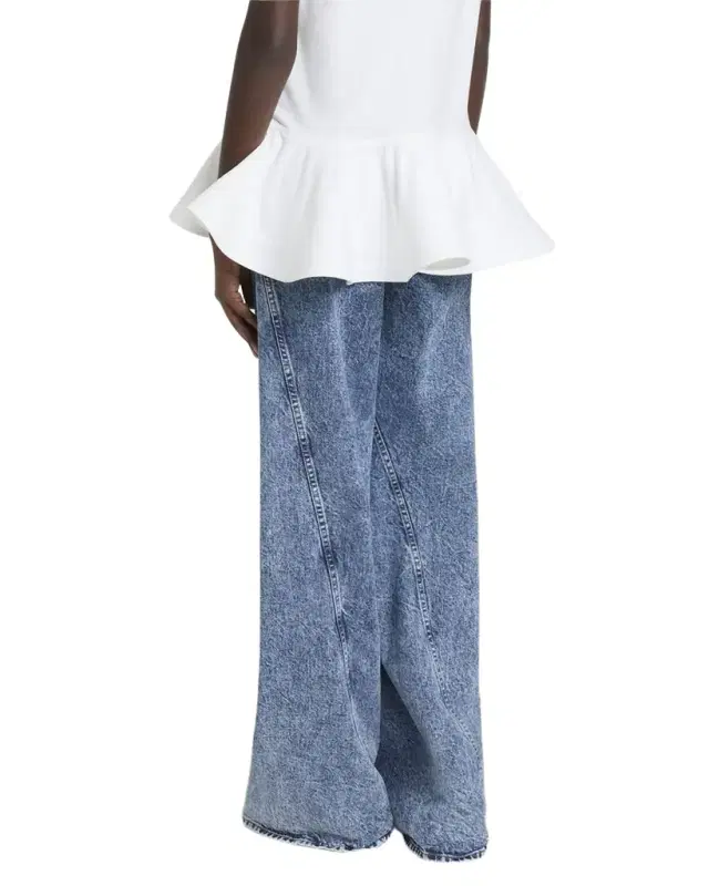 Twisted-Hem Wide-Leg Acid Denim Jeans Twisted-Hem Wide-Leg Acid Denim Jeans