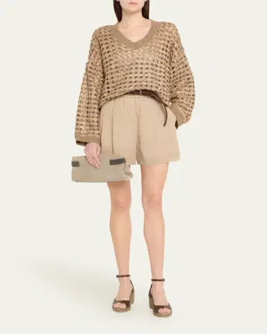 Brunello Cucinelli Pull-Up Cotton Gauze Shorts | Thumbnail 2