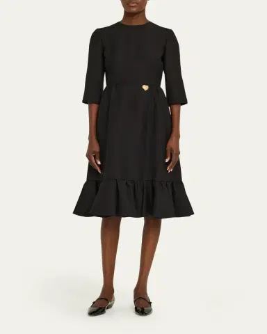 Valentino Garavani Strass Heart Flounce Crepe Couture Dress | Thumbnail 2