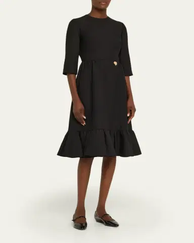 Valentino Garavani Strass Heart Flounce Crepe Couture Dress | Thumbnail 4