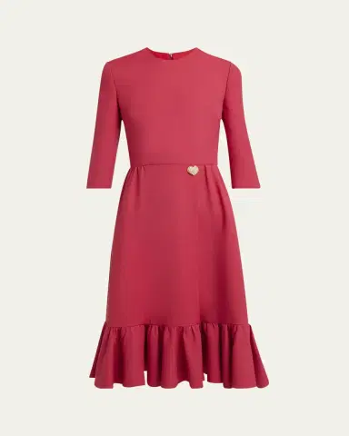 Valentino Garavani Strass Heart Flounce Crepe Couture Dress | Thumbnail 10