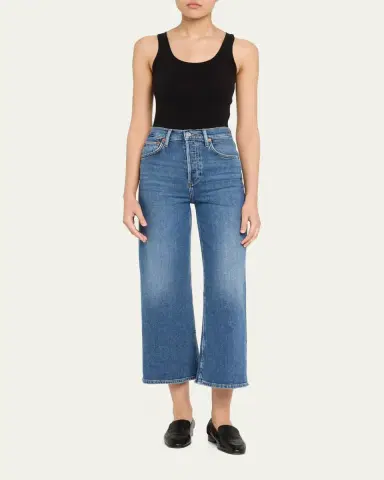 RE/DONE High Rise Wide-Leg Cropped Jeans | Thumbnail 6