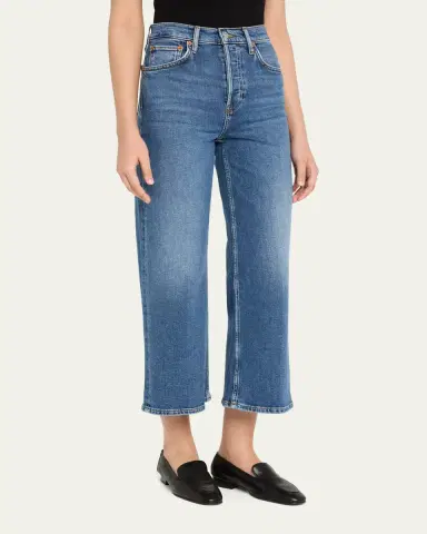 RE/DONE High Rise Wide-Leg Cropped Jeans | Thumbnail 8