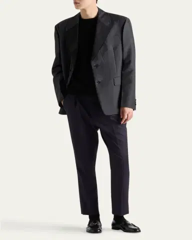 Prada Men's Pleated Twill Pants | Thumbnail 3