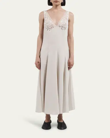 Maria McManus V-Neck Lace Godet Dress | Thumbnail 2