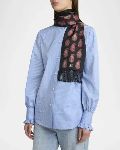 Valentino Garavani Paisley Twill Fringe Scarf | Thumbnail 2