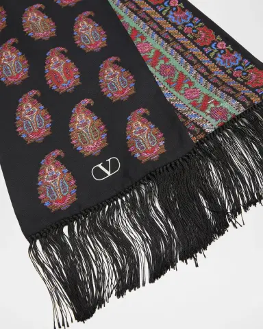 Valentino Garavani Paisley Twill Fringe Scarf | Thumbnail 3