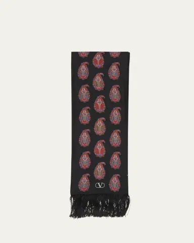 Valentino Garavani Paisley Twill Fringe Scarf | Thumbnail 4