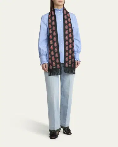 Valentino Garavani Paisley Twill Fringe Scarf | Thumbnail 5