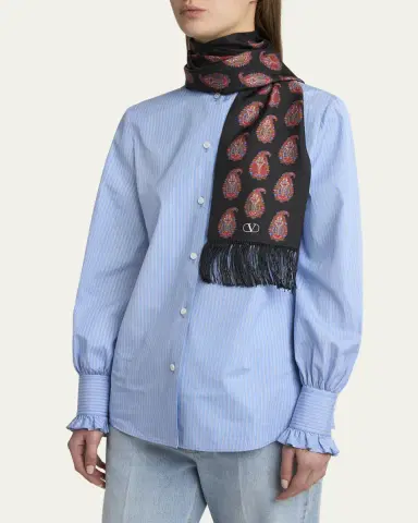 Valentino Garavani Paisley Twill Fringe Scarf | Thumbnail 6