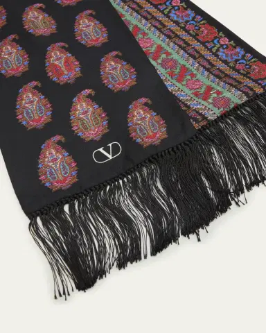 Valentino Garavani Paisley Twill Fringe Scarf | Thumbnail 7
