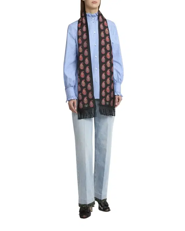 Paisley Twill Fringe Scarf