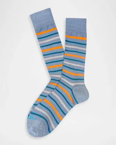 Marcoliani Men's Modal Multi-Stripe Crew Socks | Thumbnail 2