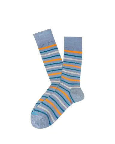Marcoliani Men's Modal Multi-Stripe Crew Socks | Thumbnail 1